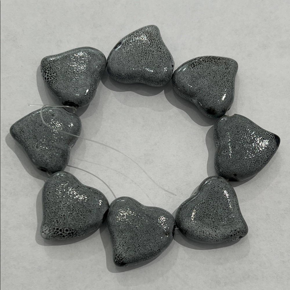 Vintage Gray Ceramic Hearts